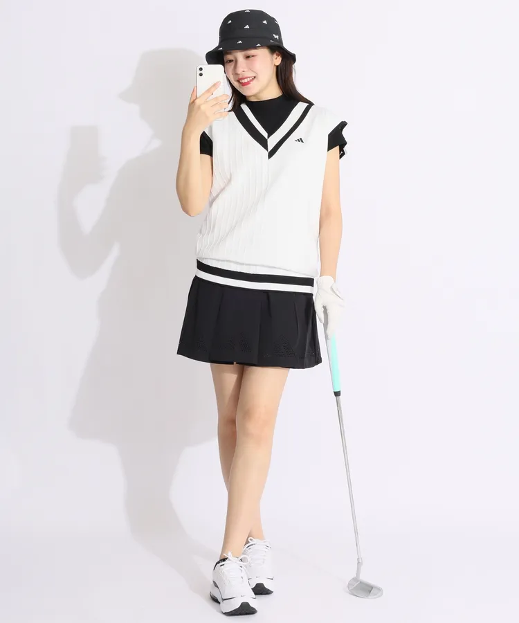 adidas ベスト ジレ マルチパターン Vネックベスト「adidas Golf