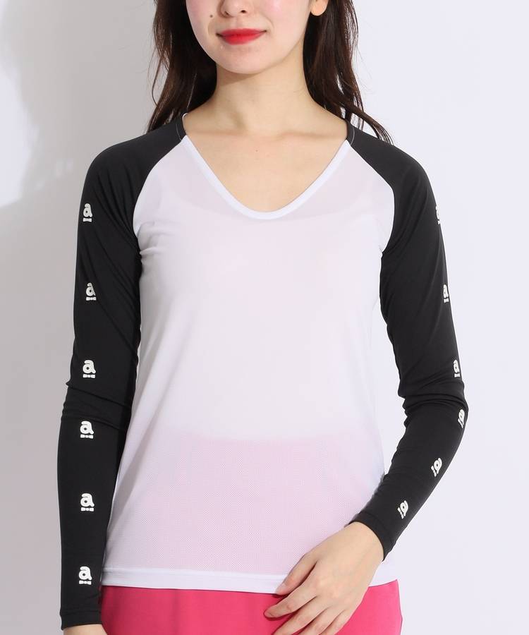 AR 【吸水速乾UV】スリーブロゴネックインナー