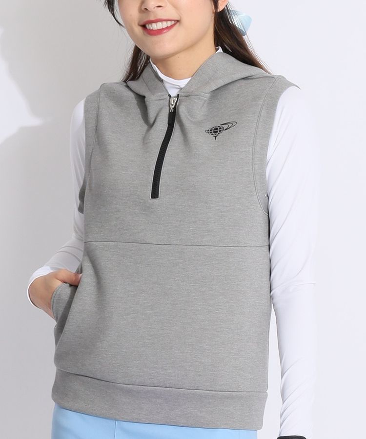 ビームスゴルフ BE UVストレッチハーフジップフーディーベスト