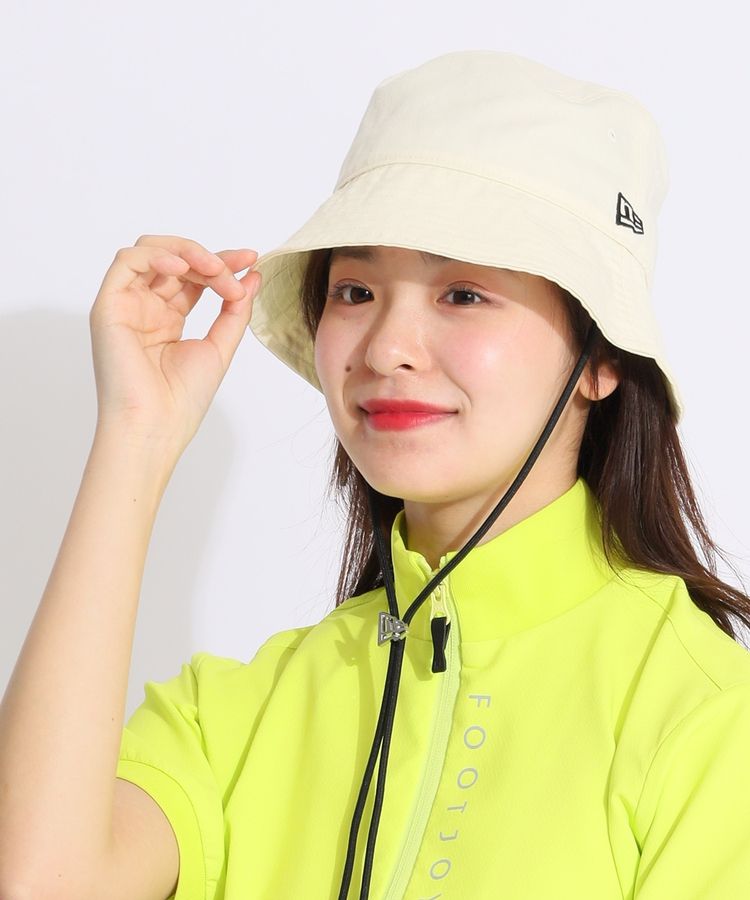【New Era】定番 ロゴ刺しゅう入りバケットハット ニューエラ NE ロゴ刺繍あご紐付きバケットハット レディース
