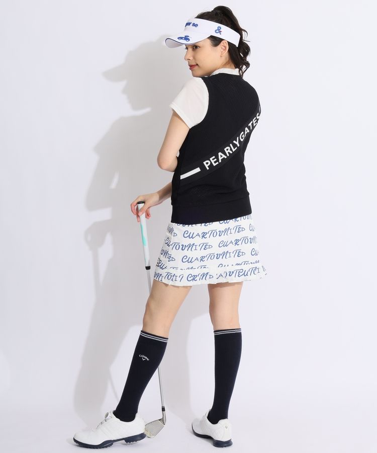 パーリーゲイツ　レディース　ニットベスト パーリーゲイツ] レディース Vネックニットベスト (ロンスト柄・UV