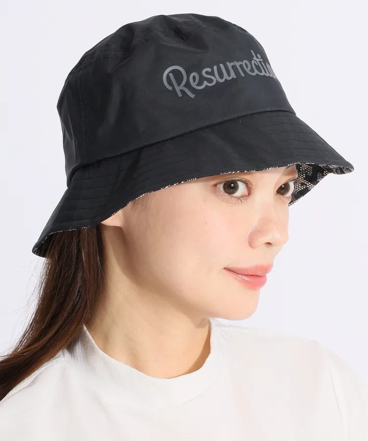 レザレクション RR つば裏ロゴプリントレインバケットハット