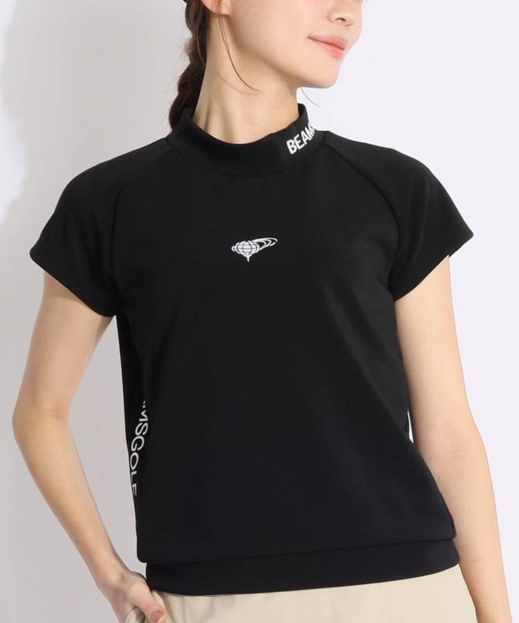 ★美品★BEAMS　GOLF　リブネック切替ダンボール半袖ラグランカットソ　L ビームスゴルフ BE リブネック切替ダンボール半袖ラグラン
