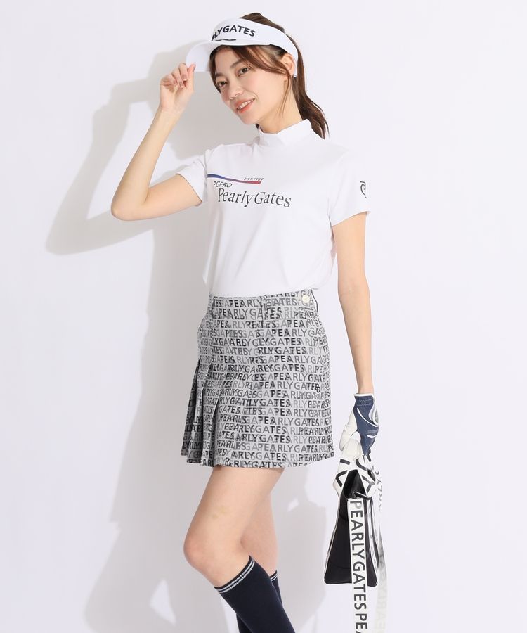 パーリーゲイツ PG ロゴプリントモックネック半袖カットソー