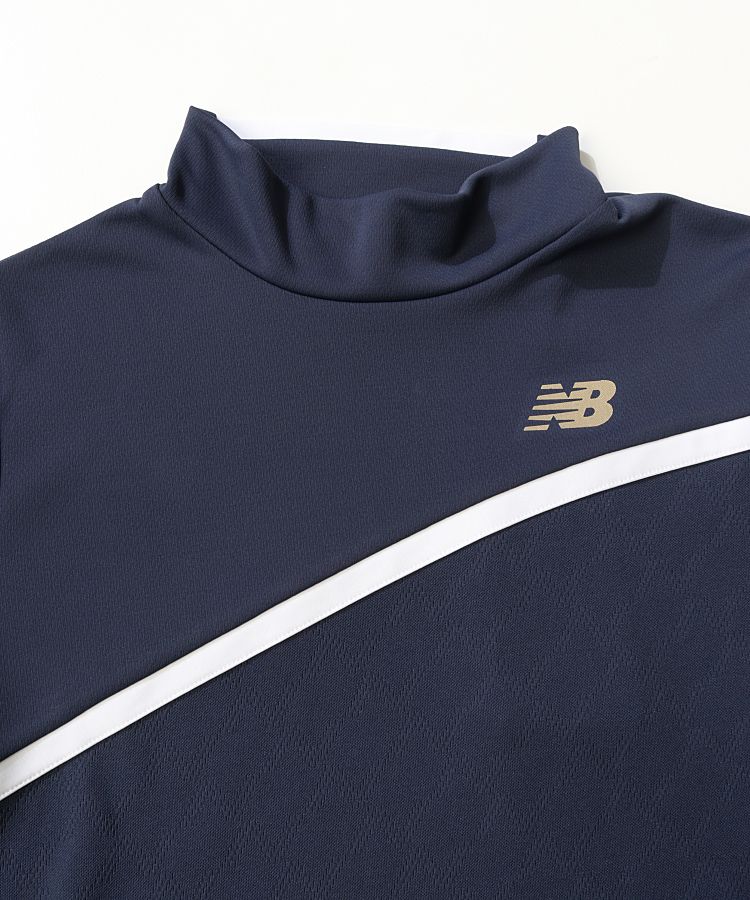 ニューバランスゴルフ　半袖　モックネックワンピース　0/S バイカラー　ネイビー New Balance Golf ニューバランス ゴルフ バイカラー 半袖