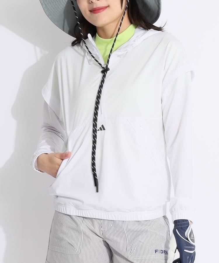 AG 【軽量ストレッチ】レイヤード風ハーフジップパーカー