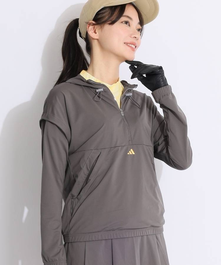 AG 【軽量ストレッチ】レイヤード風ハーフジップパーカー