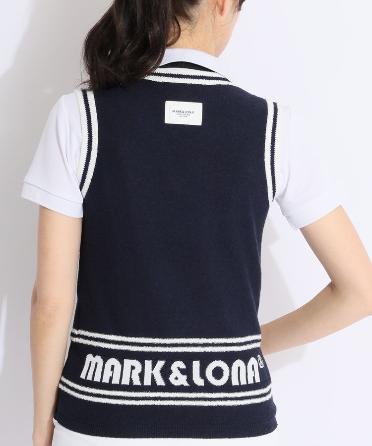 マーク＆ロナ ML サークルロゴVネックニットベスト レディース
