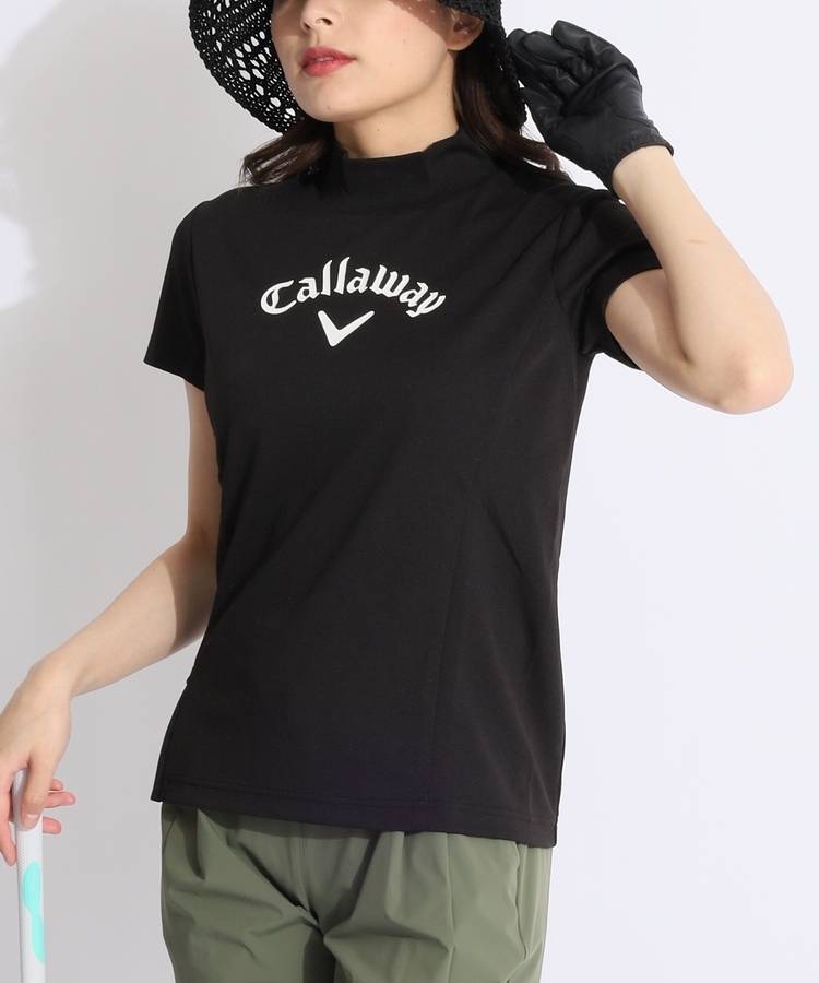 CA 【UPF15】アシメプリーツ半袖モックネックカットソー