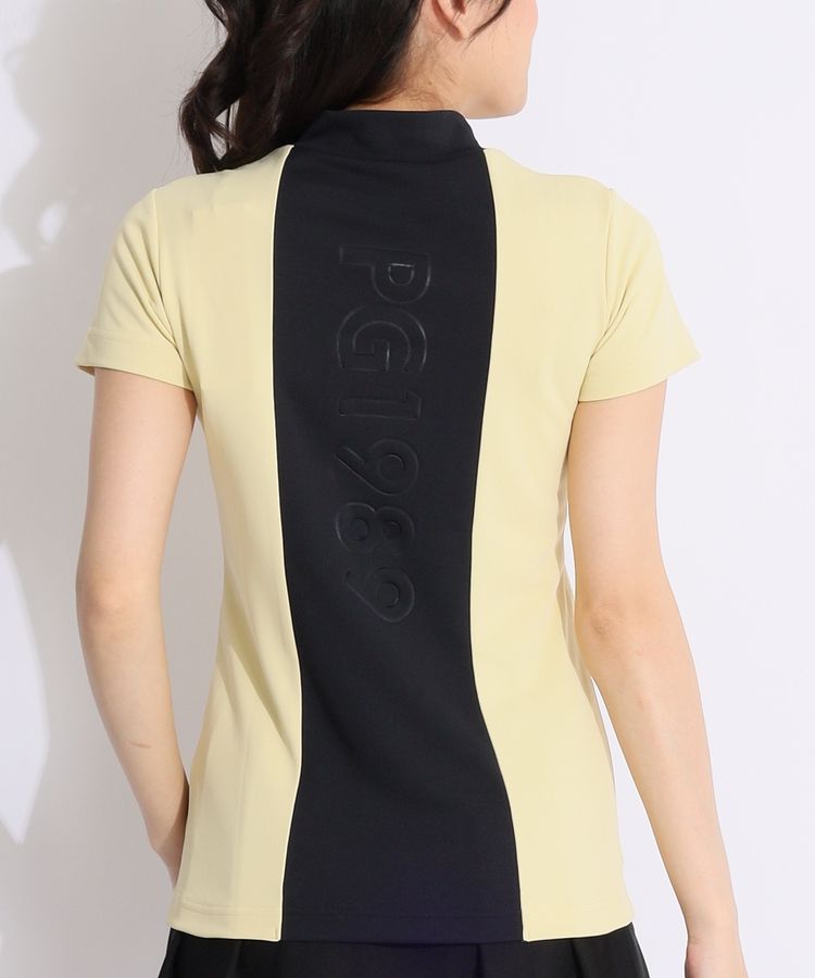 パーリーゲイツ PG ロゴラインバイカラーモックネック半袖カットソー