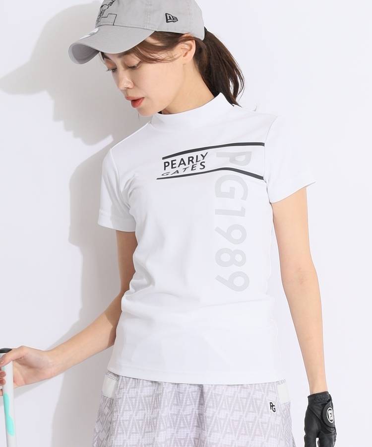 PG ロゴラインバイカラーモックネック半袖カットソー