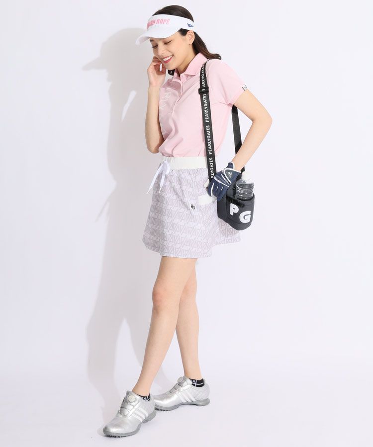 新品　パーリーゲイツ ルアンチンカルゼ 千鳥プリント スカート パーリーゲイツ PG 【ストレッチ】千鳥×幾何学柄バックロゴ