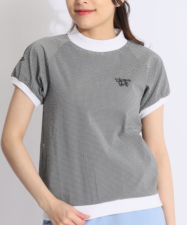 極美品　ビームスゴルフ　S/Sスウェット袖フリル モックネックシャツ　サイズL 極美品 ビームスゴルフ S/Sスウェット袖フリル モックネック
