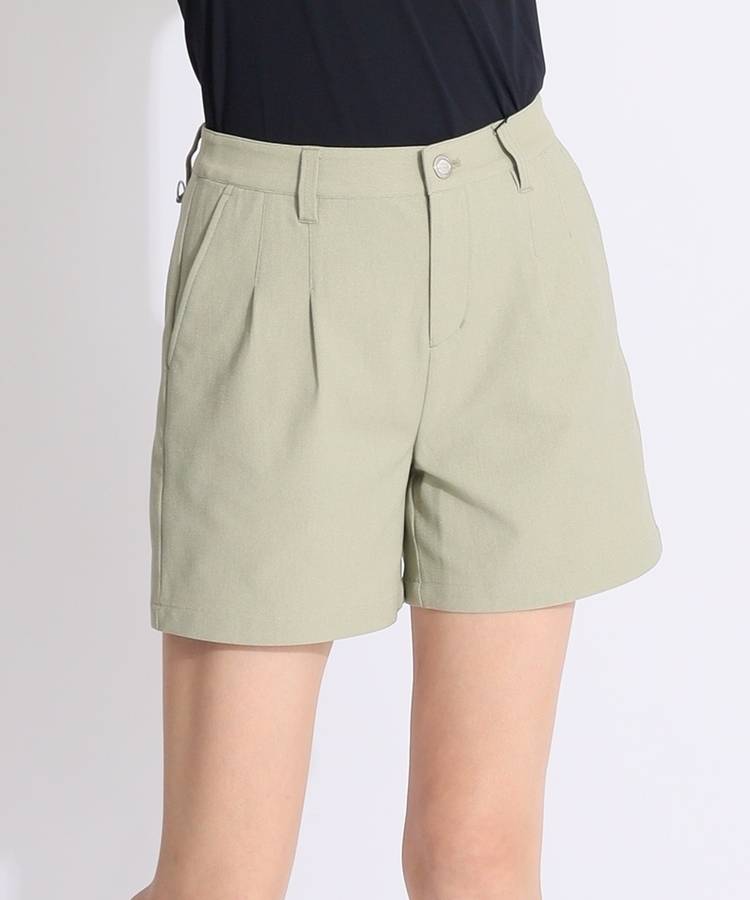TL 【ストレッチUV】リネン調タックインショートパンツ