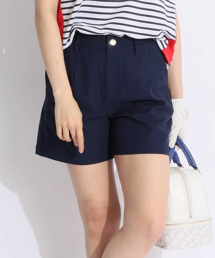 TL 【ストレッチUV】リネン調タックインショートパンツ