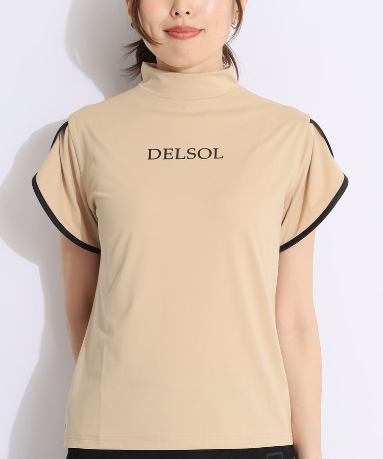DELSOL デルソル モックネック ワンピース サイドロゴ