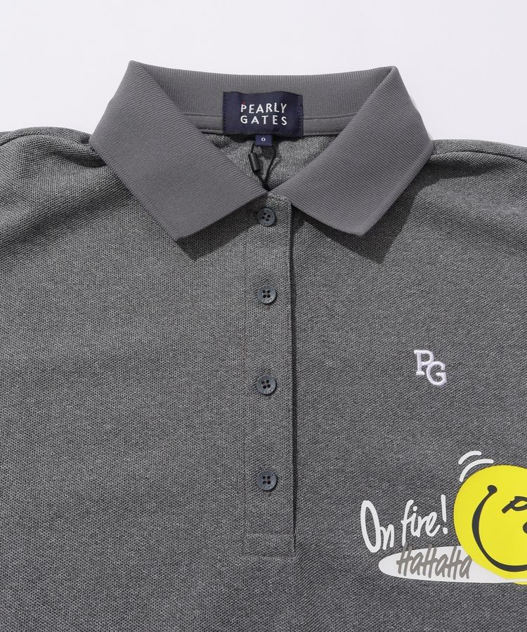 パーリーゲイツ PG 【リサイクル】バックプリント鹿の子半袖ポロシャツ