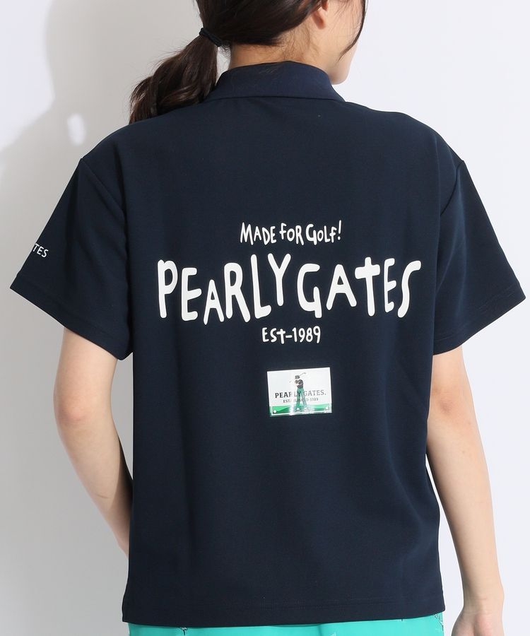 パーリーゲイツ コットン鹿の子 襟バックプリント ポロシャツ（NAVY／4） パーリーゲイツ コットン鹿の子 襟バックプリント ポロシャツ
