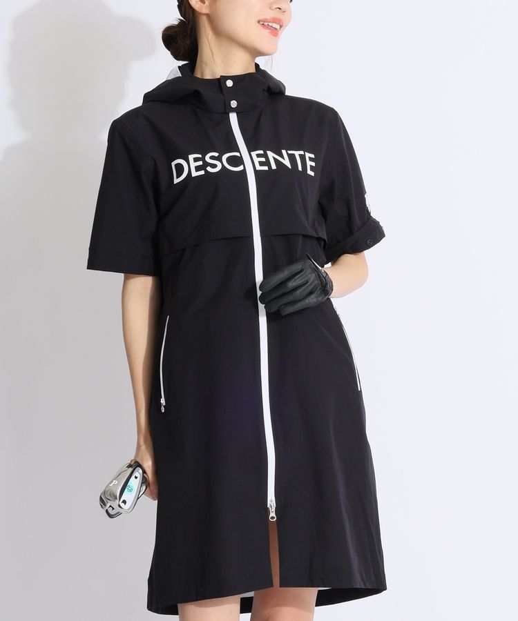 DESCENTE デサント ゴルフ　ワンピース 黒　M デサントゴルフ DE 【耐水撥水】レインフーディワンピース