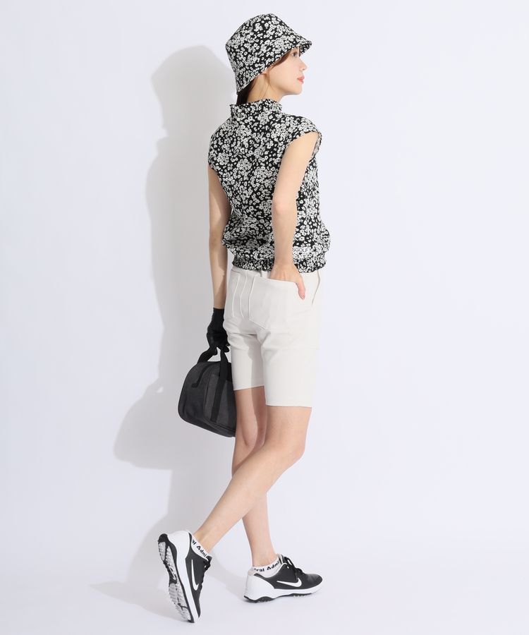 ビームスゴルフ BE シャーリング切替フラワー柄フレンチスリーブ