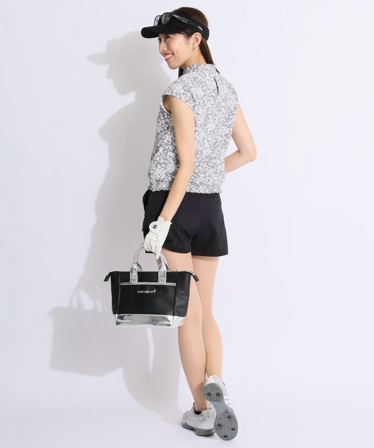 ビームスゴルフ BE シャーリング切替フラワー柄フレンチスリーブ