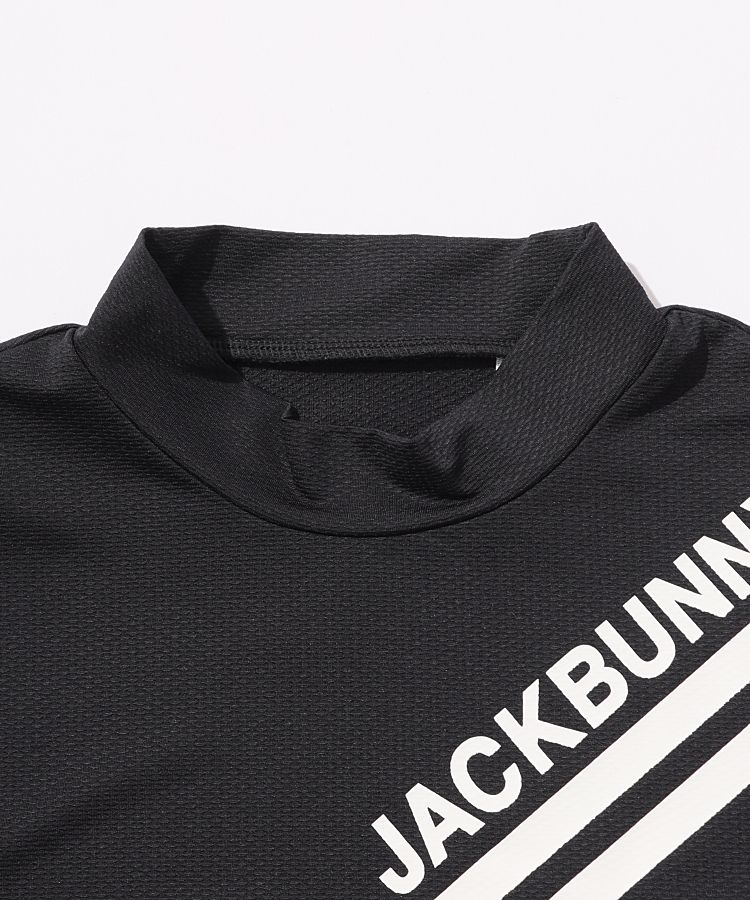 美品　ジャックバニー ロゴプリント　モックネック サイズ(4)M 黒 ジャックバニー JB ジャガードロゴモックネック半袖カットソー