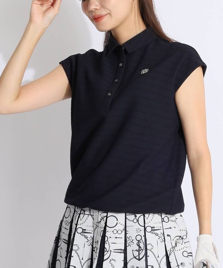 SA 立体ボーダーフレンチスリーブポロシャツ