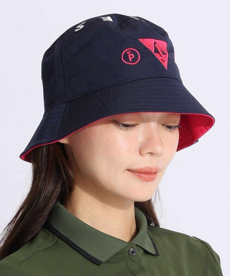 パーリーゲイツ　ハット　ゴルフウェア パーリーゲイツ PG ロゴ刺繍UPF40+サファリハット レディース