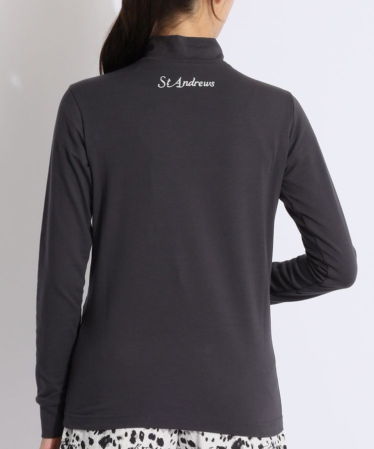 セントアンドリュース SA ラメロゴプリントモックネック長袖カットソー