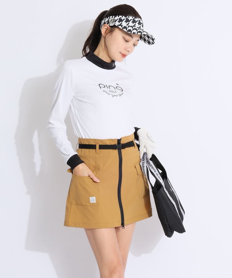 ROSASEN GOLFベージュ ジッパー付き スカート　S ロサーセン RO 【撥水ストレッチ】フロントジップスカート