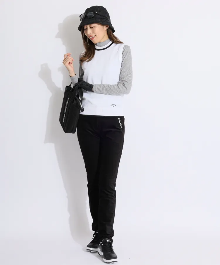 レディースゴルフウェアベストスカートセットアップ ベージュLサイズ