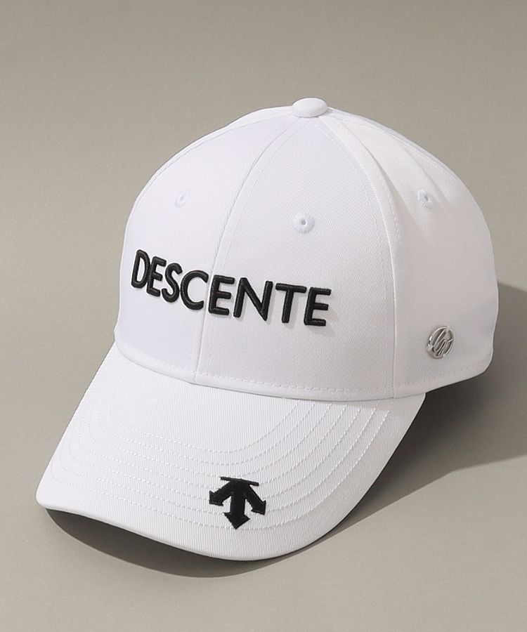 DESCENTE GOLF デサントゴルフ　キャップ　刺繍　ホワイト　白 RE:DESCENTE BIRTH】RENU×フィールドセンサーキャップ