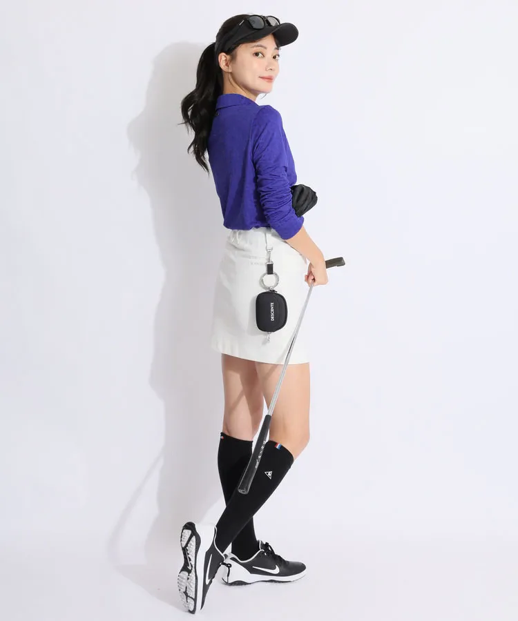 ☆未使用　ＤＥＳＣＥＮＴＥ　デサント　男女可　スポーティ・モデル　合皮×合繊　ネイビー紺白　ゴルフバッグ デサントゴルフ DE 軽量サイドロゴキャディバッグ レディース