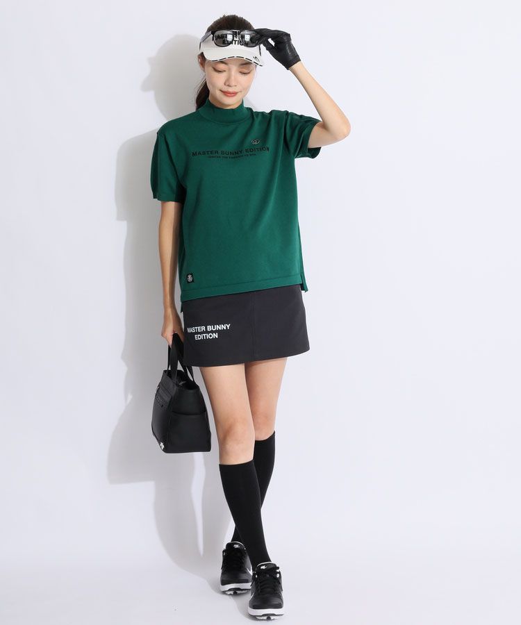 マスターバニー　半袖ニット マスターバニー MB バックロゴラインモックネック半袖ニット