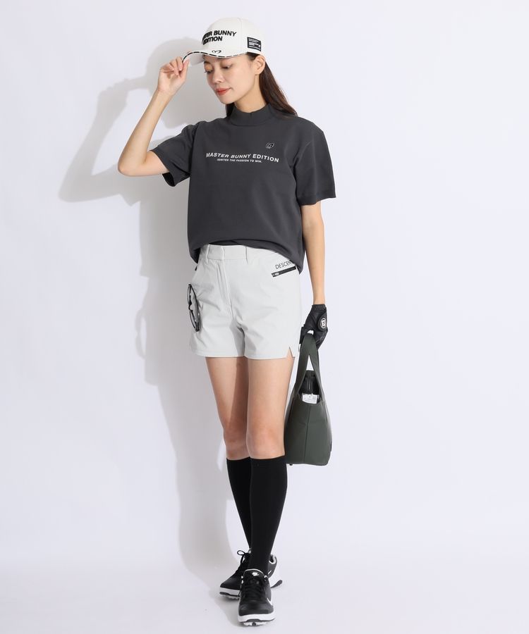 マスターバニー MB バックロゴラインモックネック半袖ニット