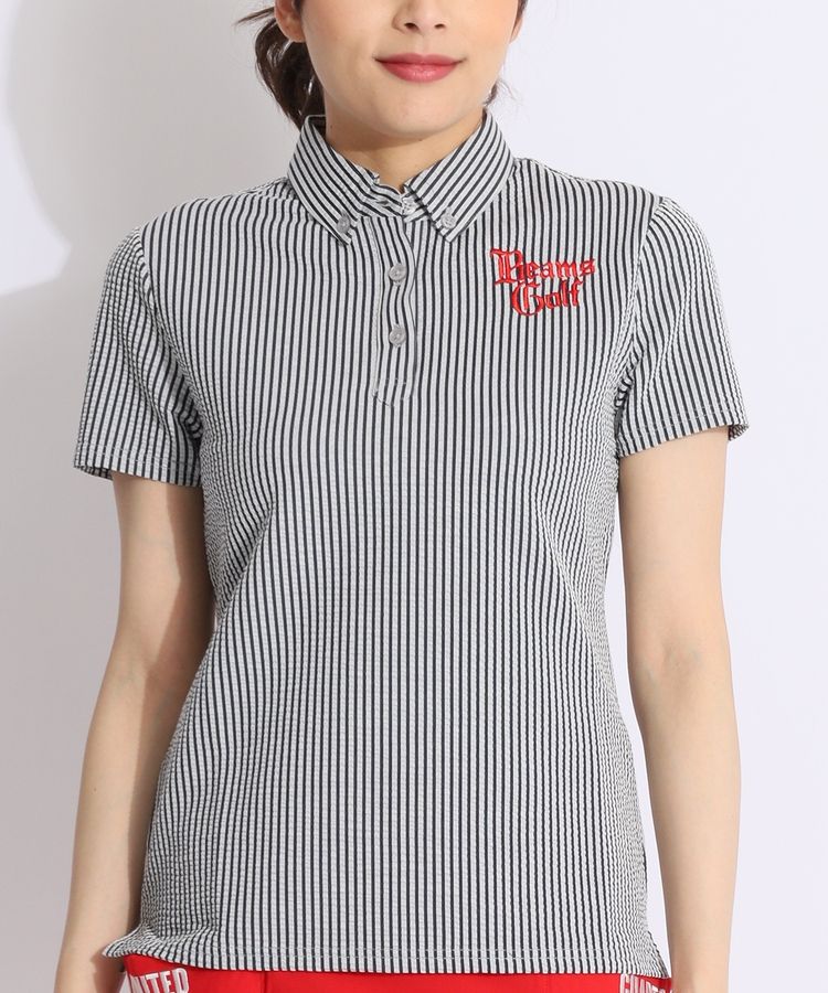 美品1piu1uguale3GOLF/113ストライプ柄半袖ポロシャツホワイト6 1PIU1UGUALE3 GOLF - 【MID SUMMER COLLECTION】 SS POLO STRIPE
