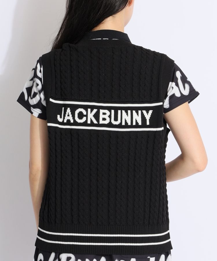 Golf⛳️　超美品　ジャックバニー　ニットベスト　ケーブル編み ジャックバニー JB ケーブル編みジャガードロゴニットベスト