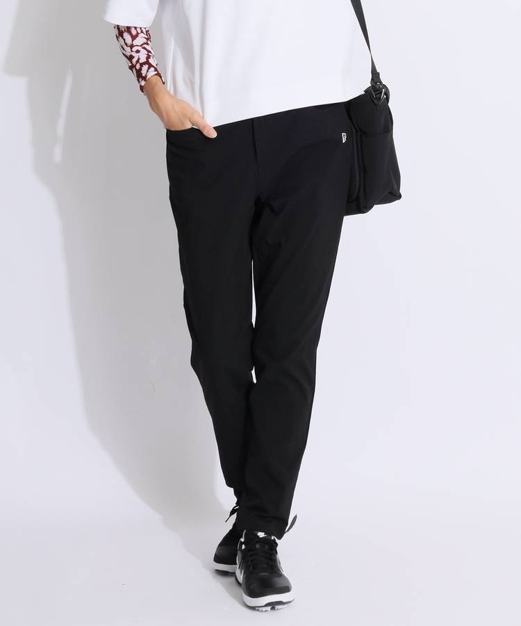 NE 【ストレッチ】アシメプリントテーパードパンツ(ブラック)