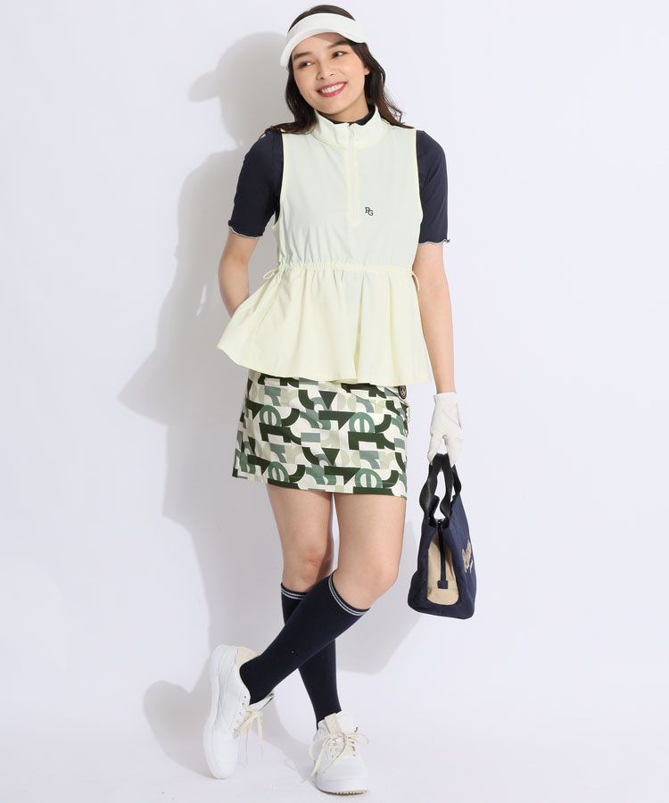 パーリーゲイツ PG ペプラム風ハーフジップノースリーブ