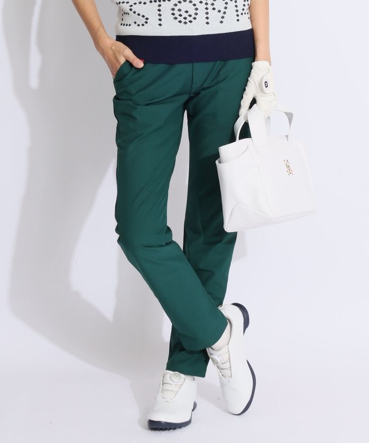 アドミラルゴルフ バックウエストロゴスリムパンツ ゴルフウェア レディース 秋冬 スリム ゴルフ女子 CURUCURU アドミラルゴルフ AM 撥水ストレッチバックウエストロゴスリム