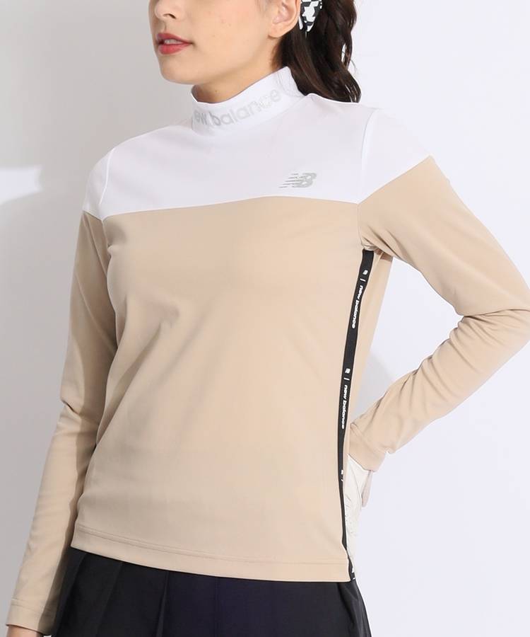 NB 【ストレッチ】サイドラインモックネック長袖カットソー