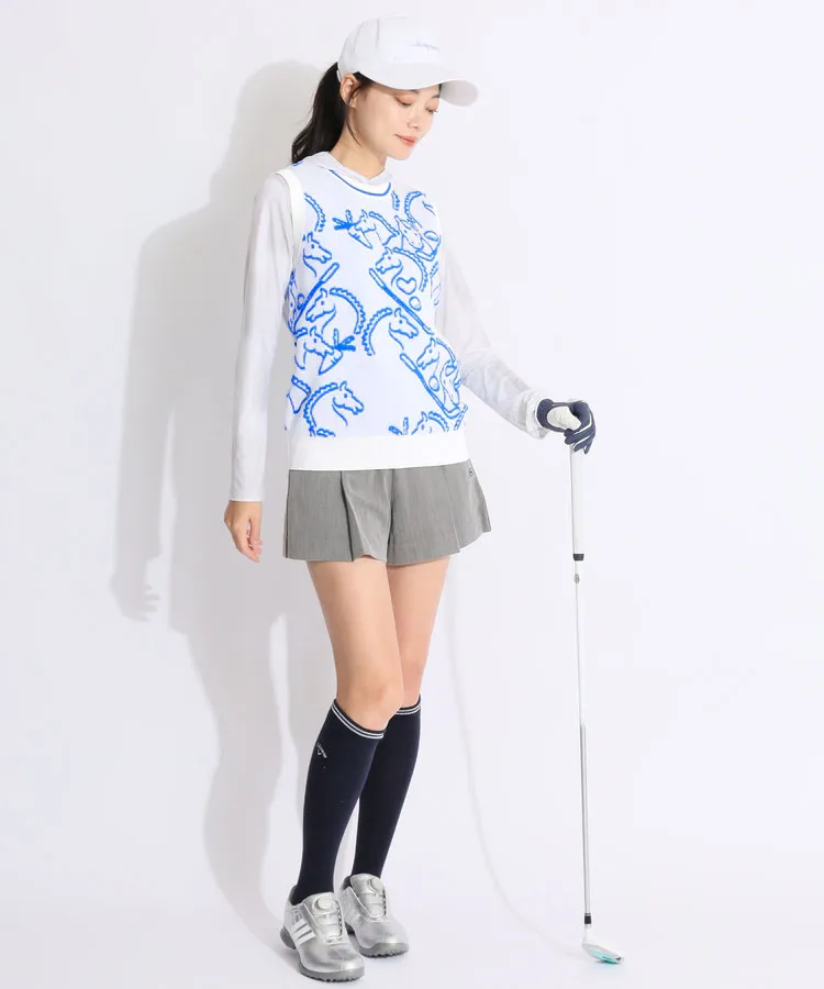 パーリーゲイツ PG 線画馬柄ジャガードクルーネックニットベスト