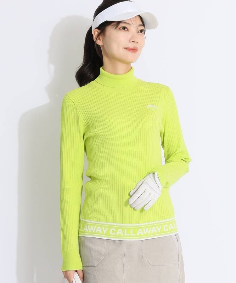 CA 裾ロゴケーブル編みタートルネックニット