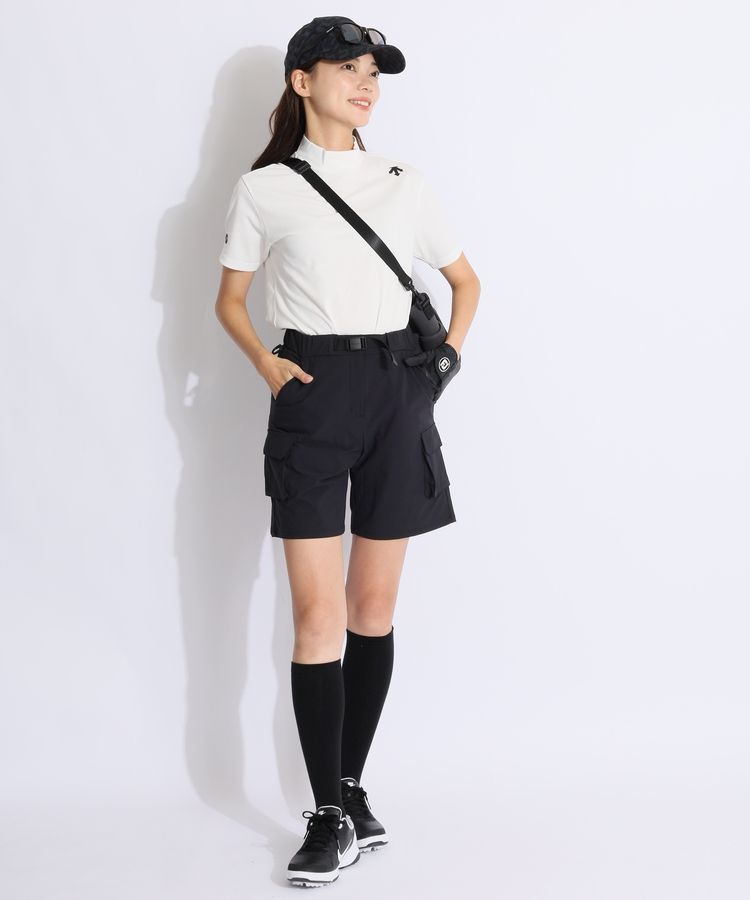 デサントゴルフ ハーフ パンツ ブラック Sサイズ デサントゴルフ DE 【撥水ストレッチ】カーゴハーフパンツ レディース