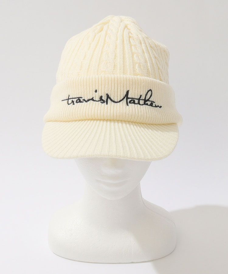 トラヴィスマシュー OS ロゴ刺繍ケーブル編みニットキャップ