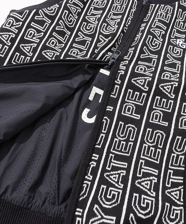 パーリーゲイツ PG リバーシブルロゴストライプ柄スタンドネック