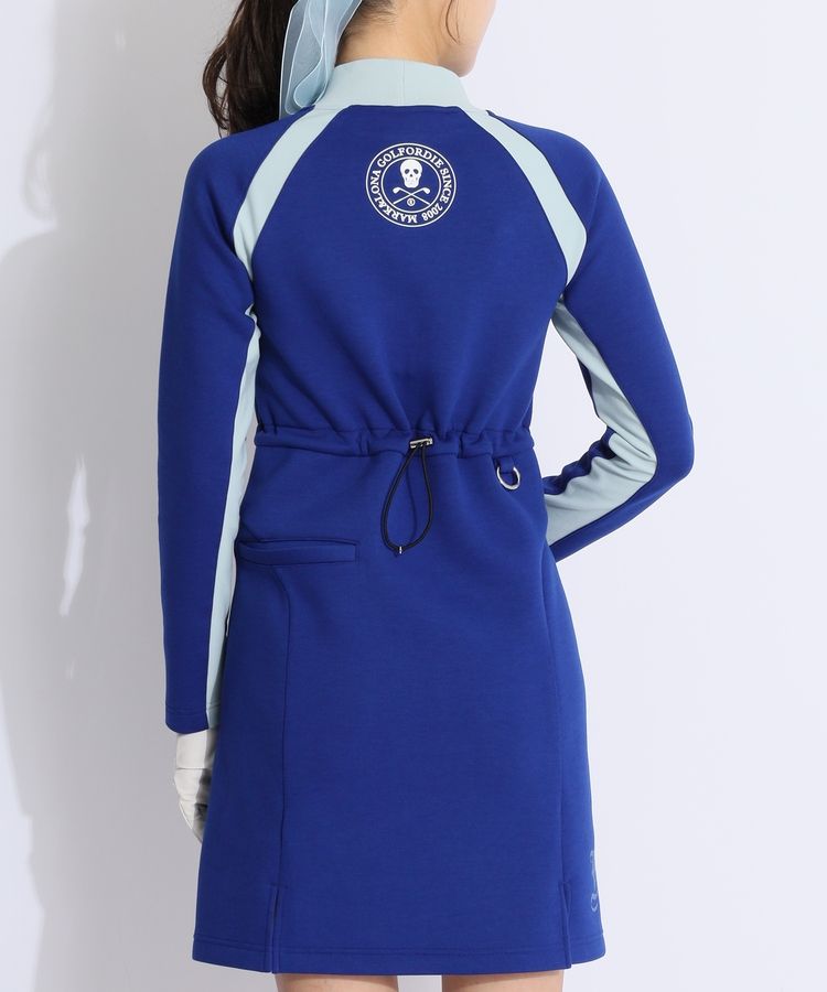 マーク&ロナ　ゴルフウェア　ワンピース マーク＆ロナ ML 配色ラインリブスタンドネックダンボールワンピース