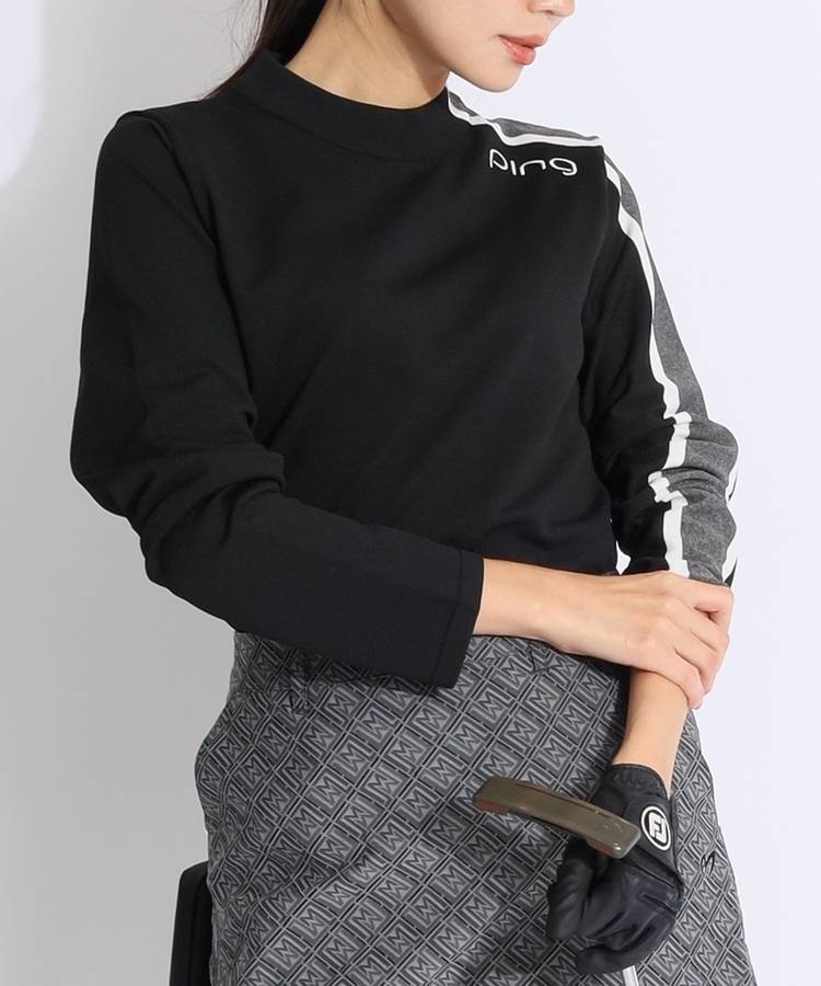 PN アシメショルダーラインモックネックポリニット