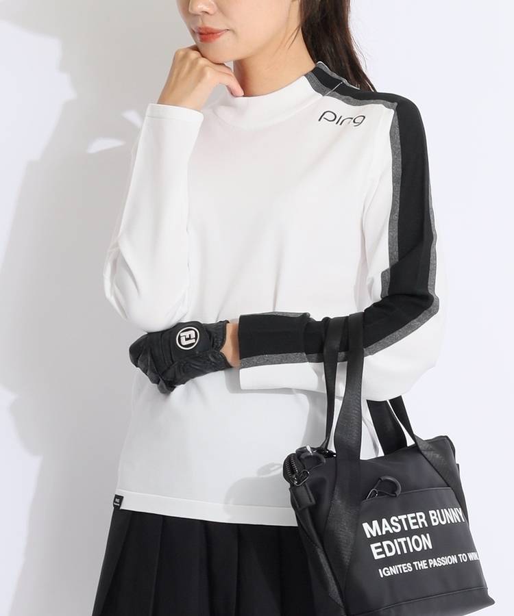PN アシメショルダーラインモックネックポリニット