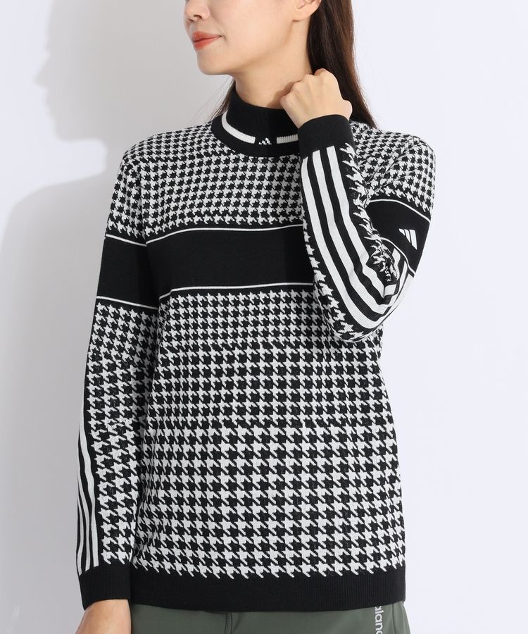 アディダスゴルフ AG 千鳥格子センターラインスタンドネックニット